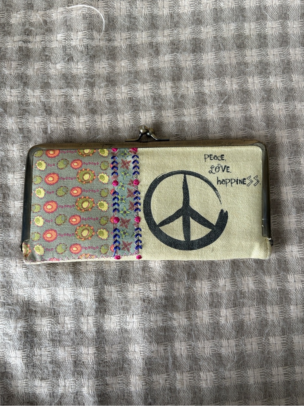 NATURAL LIFE PEACE LOVE HAPPINES BOHO CLUTCH WALLET